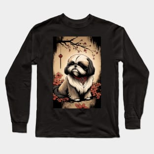 Super Cute Shih Tzu Portrait - Japanese style Long Sleeve T-Shirt